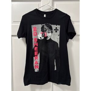 Ed Sheeran T-Shirt Ladies Large Concert Tour Tee Black Pink Short Sleeve